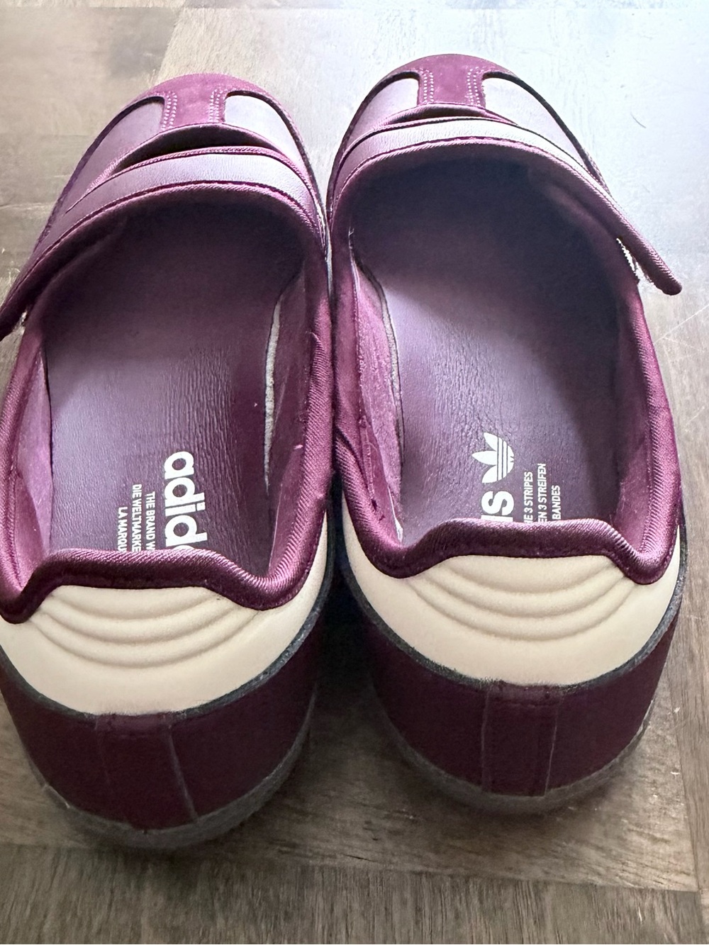 Adidas Samba Jane in Maroon with White Stripes - Picture 3 of 5
